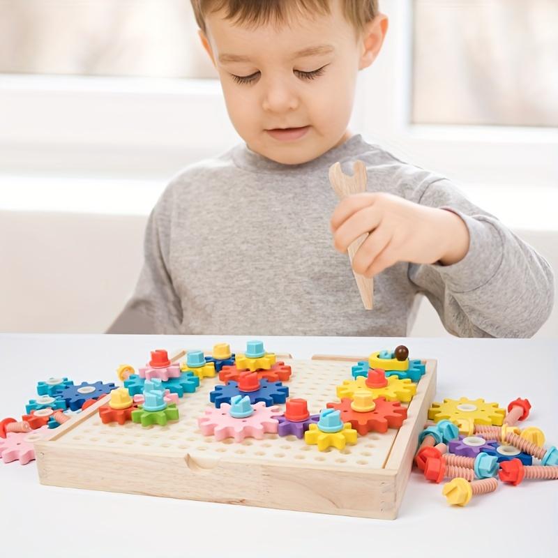Wooden Gear Toy for Youngsters Smart Puzzle Game with Colorful Gears,Fine Motor Skills Development,Creative Educational Toy for Christmas Gifts,