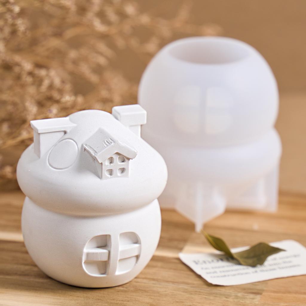 Simulation Mushroom House Silicone Candle Mold DIY Handmade Aromath Soap Plaster Resin Craft Casting Molds Home Decor Art Gifts