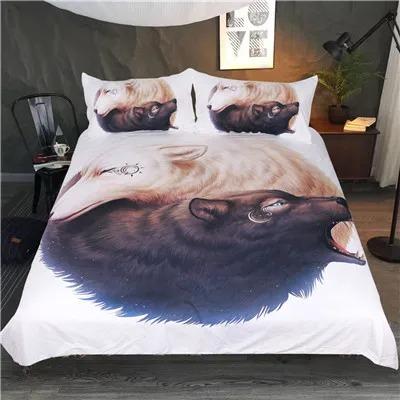 3D Print Wolves God Beding Set Set Usa King Quen Double Ful Twin Single Sized Dimensions Polyester Comfortable Quilt Cover Set
