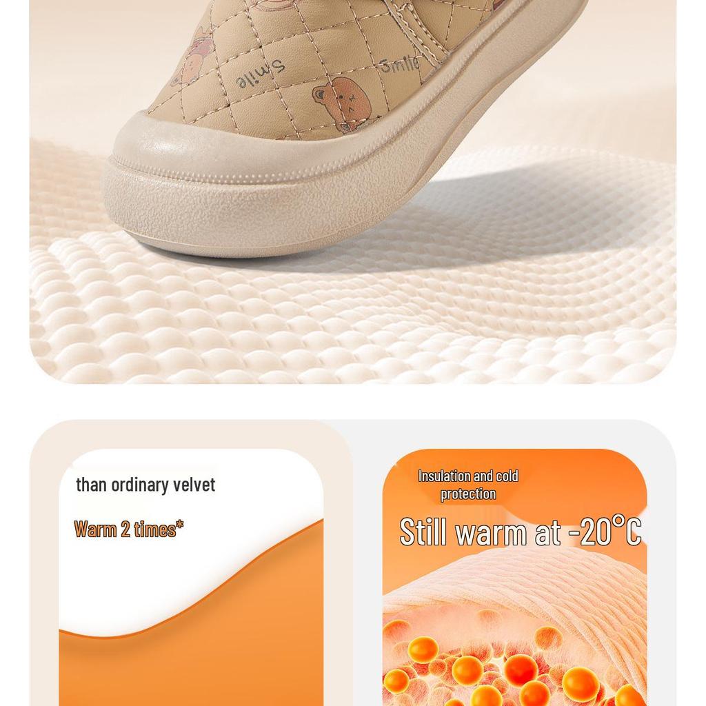 Jingqi Fleece-Lined Infant Cotton Shoes: Warm Winter First Walker for Boys & Girls, Low-Top, Ages 1+