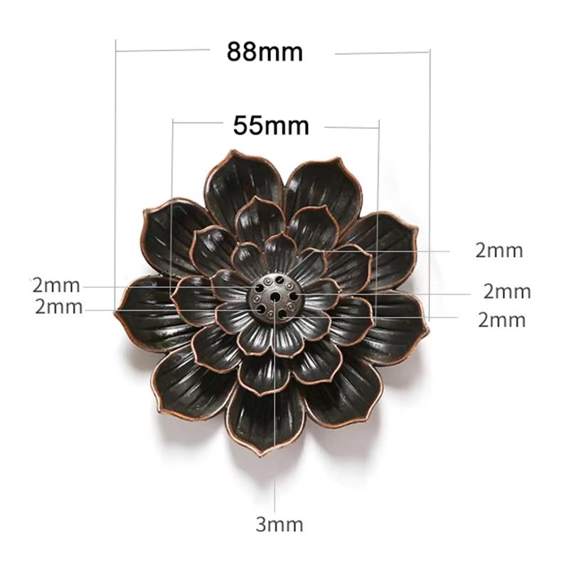 Buddhism Lotus Censer New 1PC Alloy Incense Burner Stick Holder Plate Bronze Nasturtium Incense Burner 7