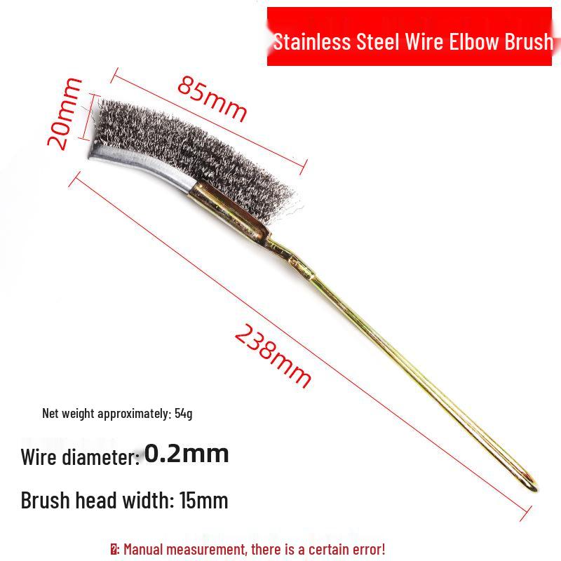 Stainless Steel Wire Brush with Bent Head and Iron Handle for Rust Removal