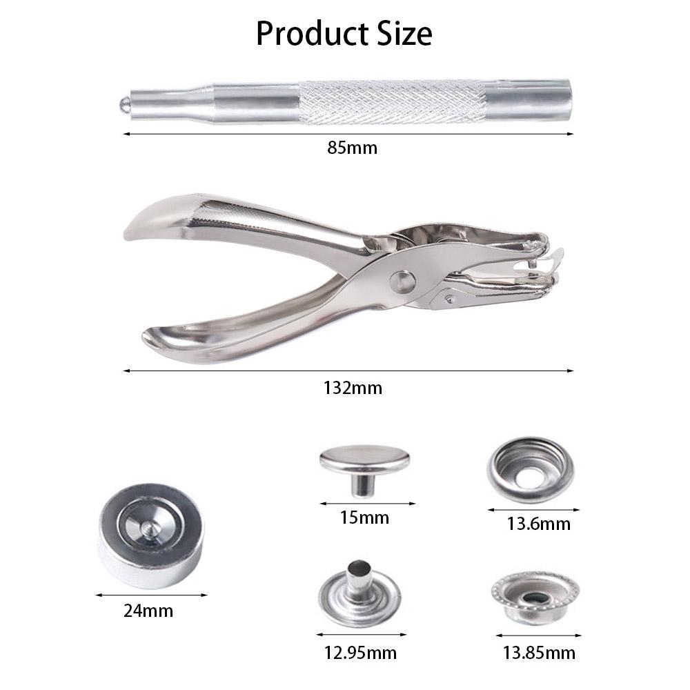 200Pcs Boxed Snaps Tasten Set Edelstahl Leder Punch Zange Kleidung Nähen