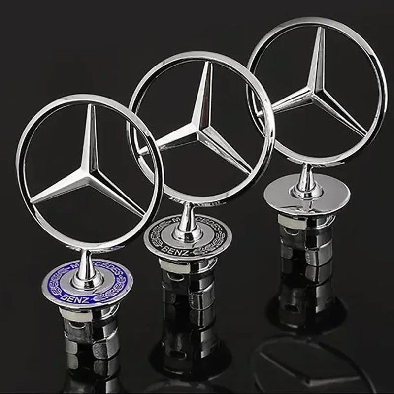 For Benz S-ss W6 Star Bonnet Badge Car Hood Front Chrome Logo Hood Marking For Mercedes Benz C E S Class W204 W205 W212 W213 W211 W220 W222 W223