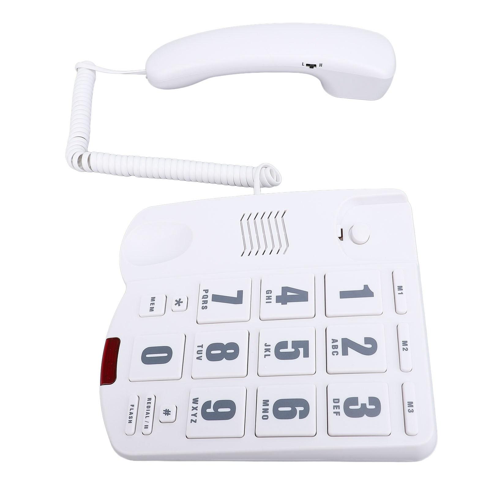 Проводной домашний телефон с большими кнопками, быстрым набором, регулировкой громкости, настенный телефон для пожилых белый