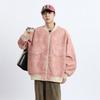 Autumn new large size fat couple casual Hong Kong style PU leather jacket men's loose solid color coat