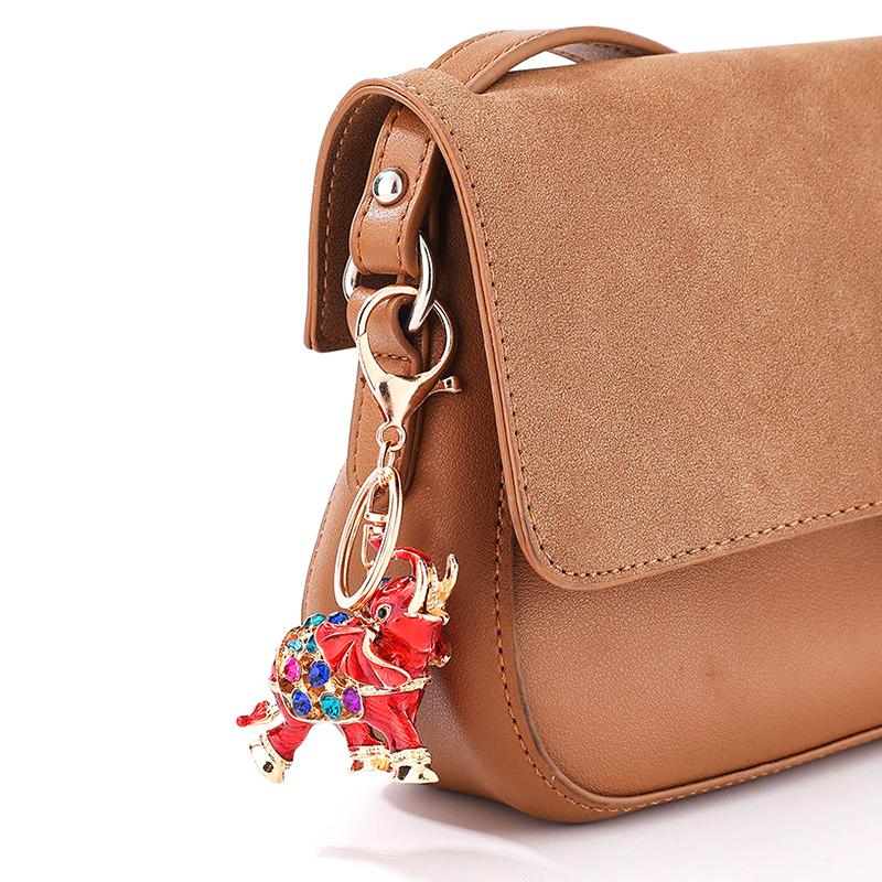 Woman Party Gift Full Rhinestone 3D Elephant Keychain Luxury Pendant Key Bag Charms Ornament Girls Jewelry Accessories Party