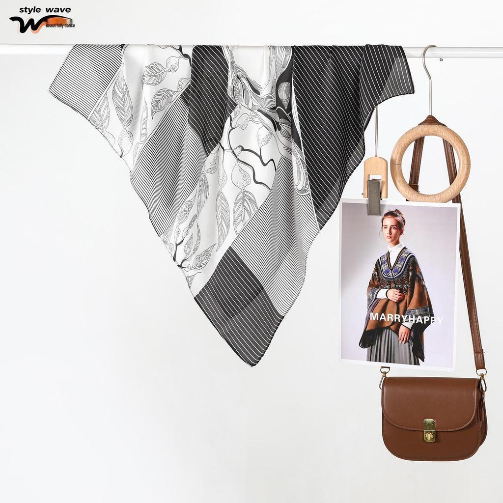 High-End Imitation Silk Scarf - Fashionable, Versatile Square for Decoration, Hair Band, or Neckerchief.
