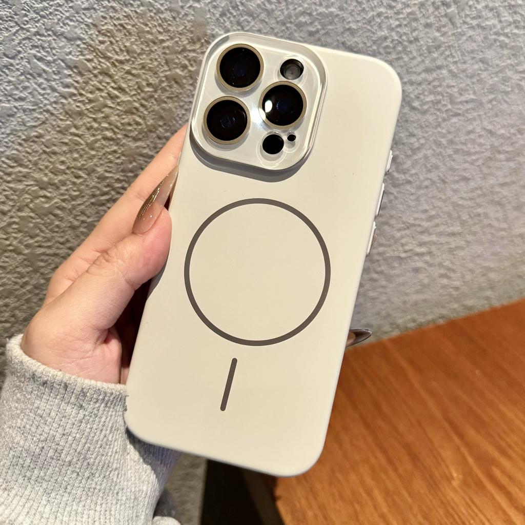 Applicable To IPhone 16 Soft Matte Skin Feeling Thin Circle Magnetic Suction Phone Case Apple 15 Crystal Lens Film Protection Case