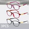 3PCS Anti-Fatigue Reading Glasses  Blue Light BlockingGold Cut-Out Temple DesignHD Resin Lenses for Men & Women