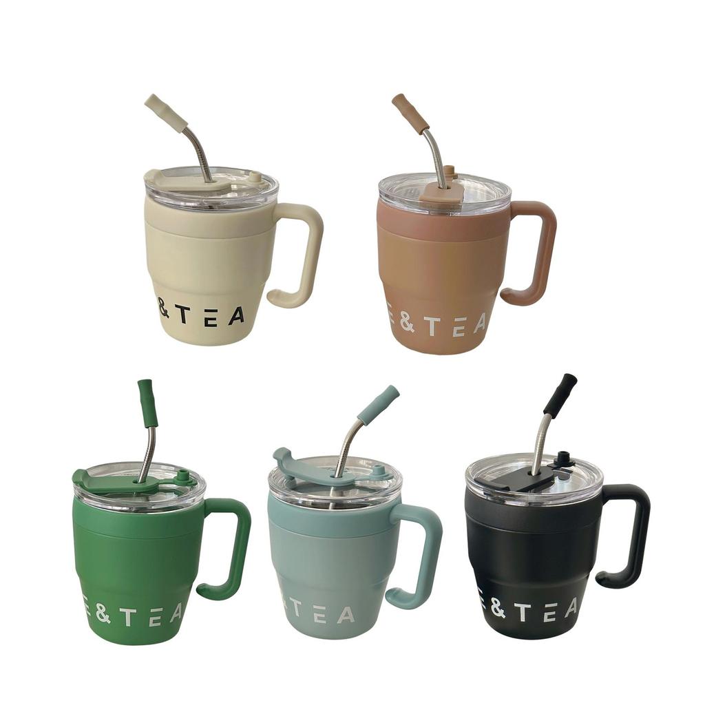 Isolierter Schnabelbecher Langlebig Wiederverwendbar mit Strohhalm und Deckel Edelstahl Strohhalmbecher für Wasser Eiskalte Heiße Getränke Milch Saft