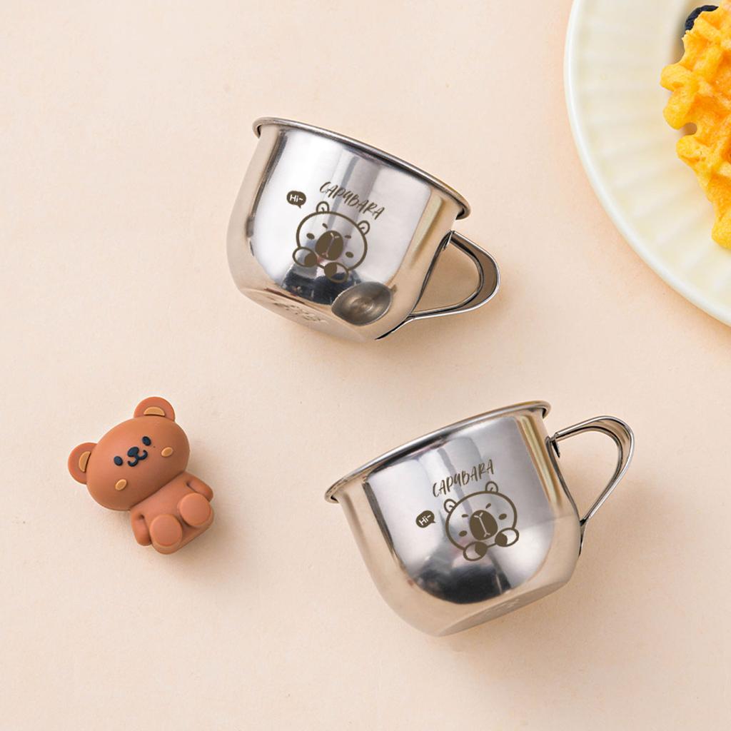 Cute Capybara Mini Kid Water Cup With Handle 304 Stainless Steel Milk Coffee Cup Mug Durable Anti Scalding Drinking Cup
