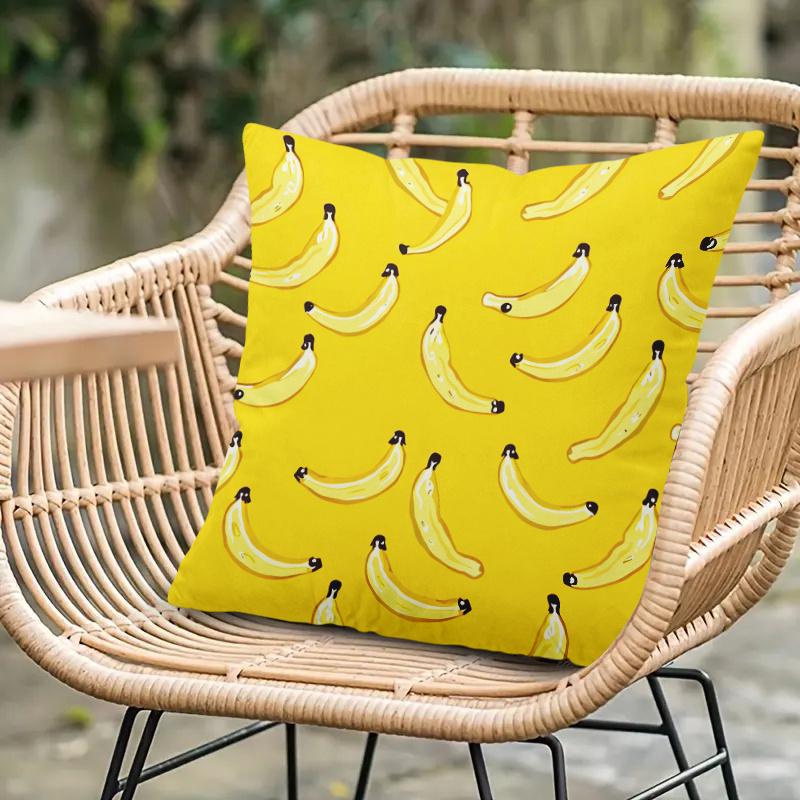 1Pc Modern Banana Peel Print Cushion Cover - Square Zippered Decorative Pillow Case Suitable For Living Room, Bedroom, Porch & T