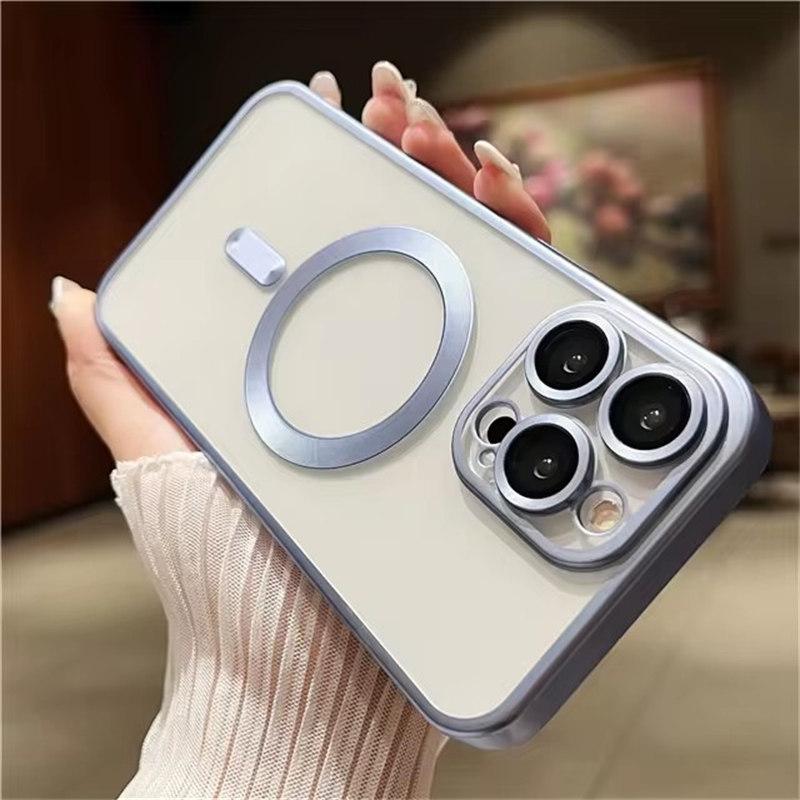 

Роскошный матовый бампер Magsafe Magnetic Phone Case для iPhone 11 12 13 14 15 16 Pro Max Lens Clean Protector On 15 Plus Cover iPhone 14