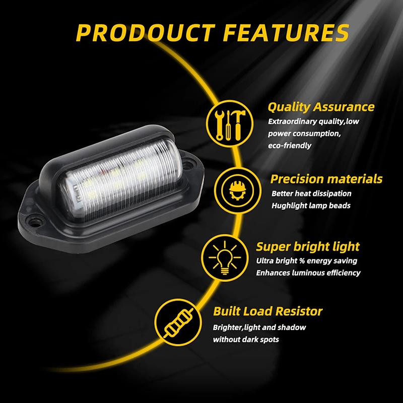 2Pcs 6Led Truck License Plate Light Car Truck Bus Trailer Tail Lamp Side Bulb 12-24V Motorcycle Signal Light Car Accessories