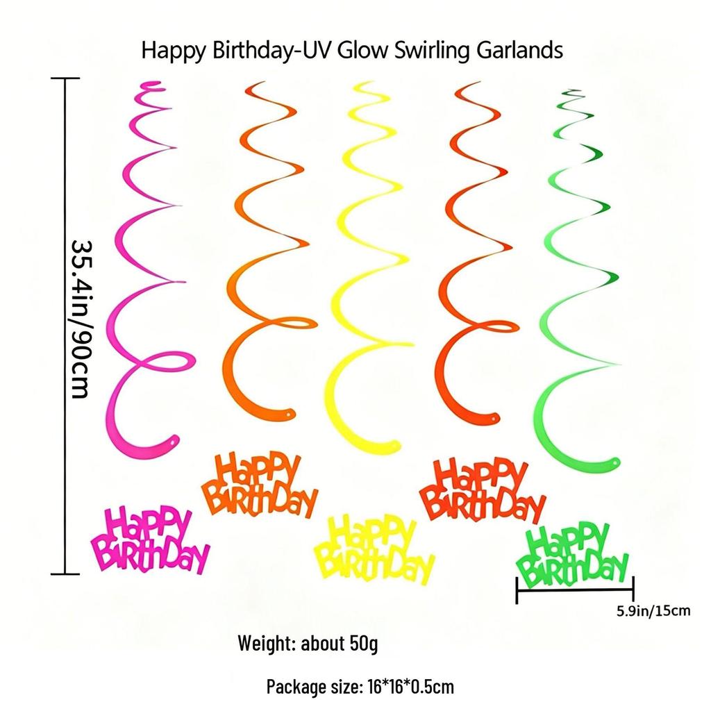 Φωσφορίζουσα Κορδέλα 'Happy Birthday' με Αστέρια - Διακόσμηση Πάρτι