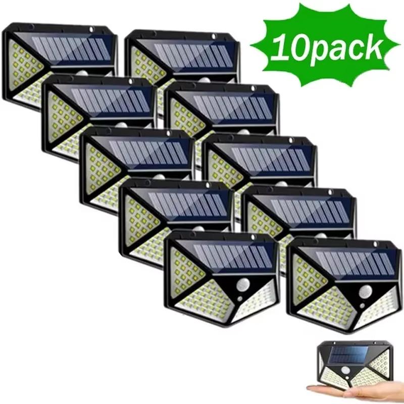 1/2/4/6/10PCS 100 LED Solar Wall Lamp 4 Sides Luminous With Motion Sensor Outdoor Garden Courtyard Waterproof Wall Lights Gifts