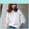 Cotton Summer Lace Short Sleeve Tshirt For Women With Round Neck And Casual Style