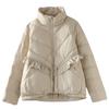 Down jacket women's short model New Year's fashion lace stand-up collar loose small white duck down jacket trendy