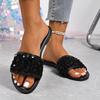 Women Slippers 2025 Elegant Summer Outdoor Slippers Woman Shiny Sequins Flat Sandals Plus Size Lightweight Shoes Slides Women