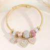 Bracelet DIY Inlaid Heart Pendant Adjustable Open Bangle