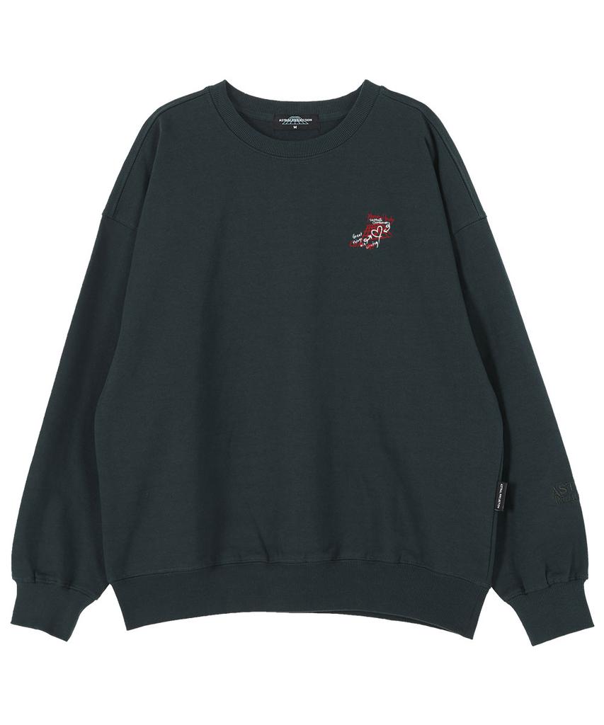 ASTRAL PROJECTION Graffiti Oversized Drop Shoulder Sweatshirt_Green