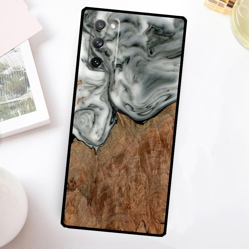 Hybrid Wood Resin Phone Case For Samsung Galaxy S23 S24 Ultra S22 S20 S21 FE Note 20 10 S8 S9 S10 Plus Cover