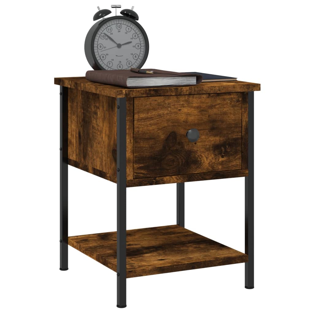 Nightstands (2 Pcs) Smoked Oak Finish 34 X 35.5 X 45 Cm Particleboard