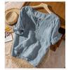 Women S Vintage Literary 3 4 Sleeve Embroidered V Neck Cotton Linen Shirt