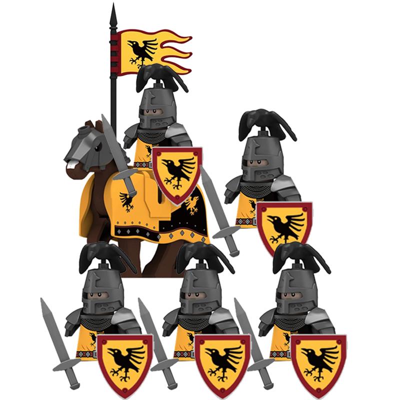 MOC Medieval Lion King Castle Knight Building Blocks Figure Accessories War Horse Cavalry Warrior Crusaders Toy Gift Bricks N029