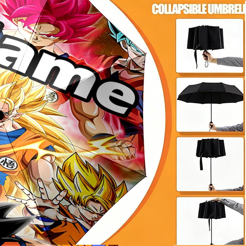 Custom Name Personalized Anime Print Umbrella, Auto Open Close, 8‑Rib Sturdy Frame, Commute Camping Hiking Use, Birthday Gift