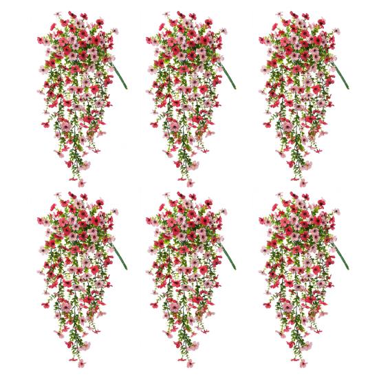 1/2/3/6Pcs Hanging Artificial Violet Flower UV Resistant Realistic Fake Flower Wedding Party Indoor Outdoor Garden Wall Hanging Faux Flower Decoration