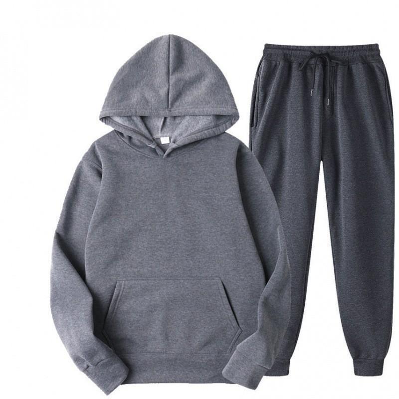 Women's Casual Solid Sets Warm Hoodie Sweatshirts Long Pant Loose Ladies Sport Suit Tracksuit Sportswear Two Piece Sets Outfit Playsuit