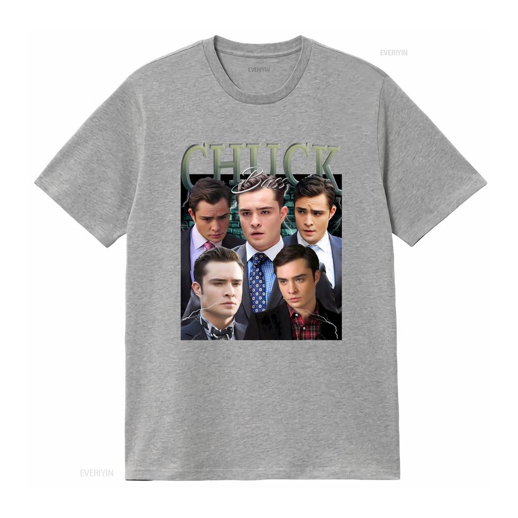 T-shirt Retro Bootleg Chuck Bass per Donna e Uomo vintage Lavata moda Top Unisex Per l'Uso Quotidiano Traspirante Versatile