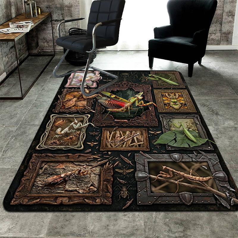 Insect Collage Pattern Rug Floor Mat for Living Room or Bedroom Soft and Comfortable Carpet a Gift for Birthday and Holiday.