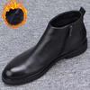 2025 Winter Shoes Mens Chelsea Boots Warm Plush Flat Brand Footwear Pure Black British Style Winter Men Ankle Boots
