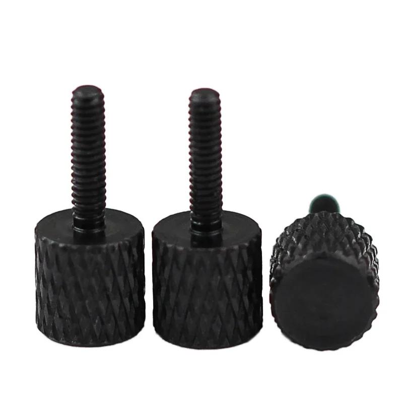 Carbon Steel Cylindrical Flat Head Hand Tighten Adjust Screw M1.6 M2 M2.5 M3 M4 M5 Knurled Thumb Bolt For DIY & Lens & Caliper
