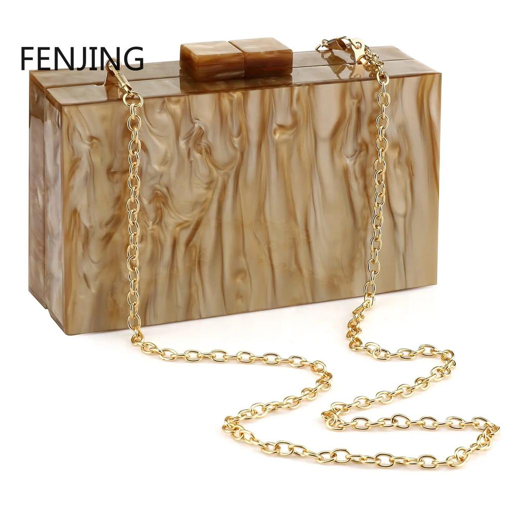 Luxury Designer Acrylic Box Handbags Glitter Rhinestones Diamond Evening Bag Wedding Party Clutch Purse Shoulder Messenger Bag