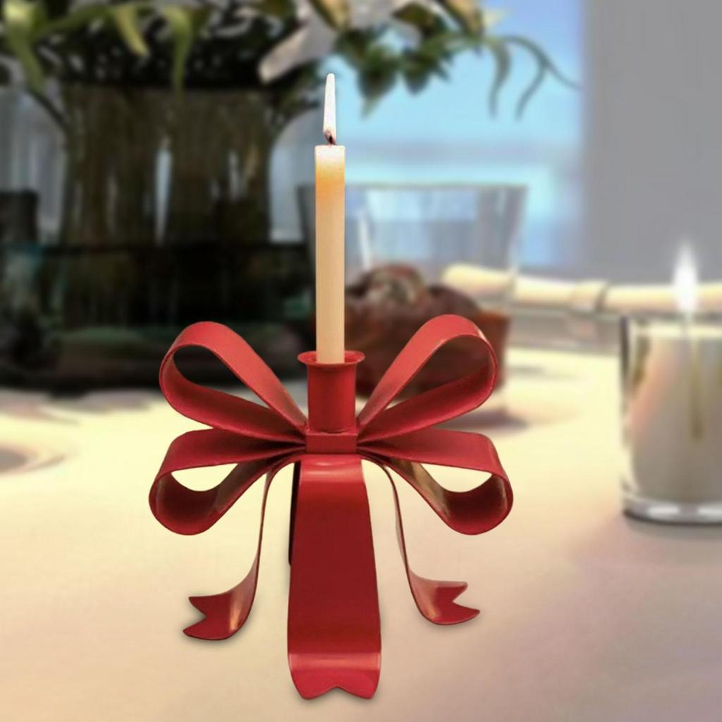 Iron Bow Candlesticks Decorative Candle Stand Table Centerpiece for Festive Home Holiday Atmosphere