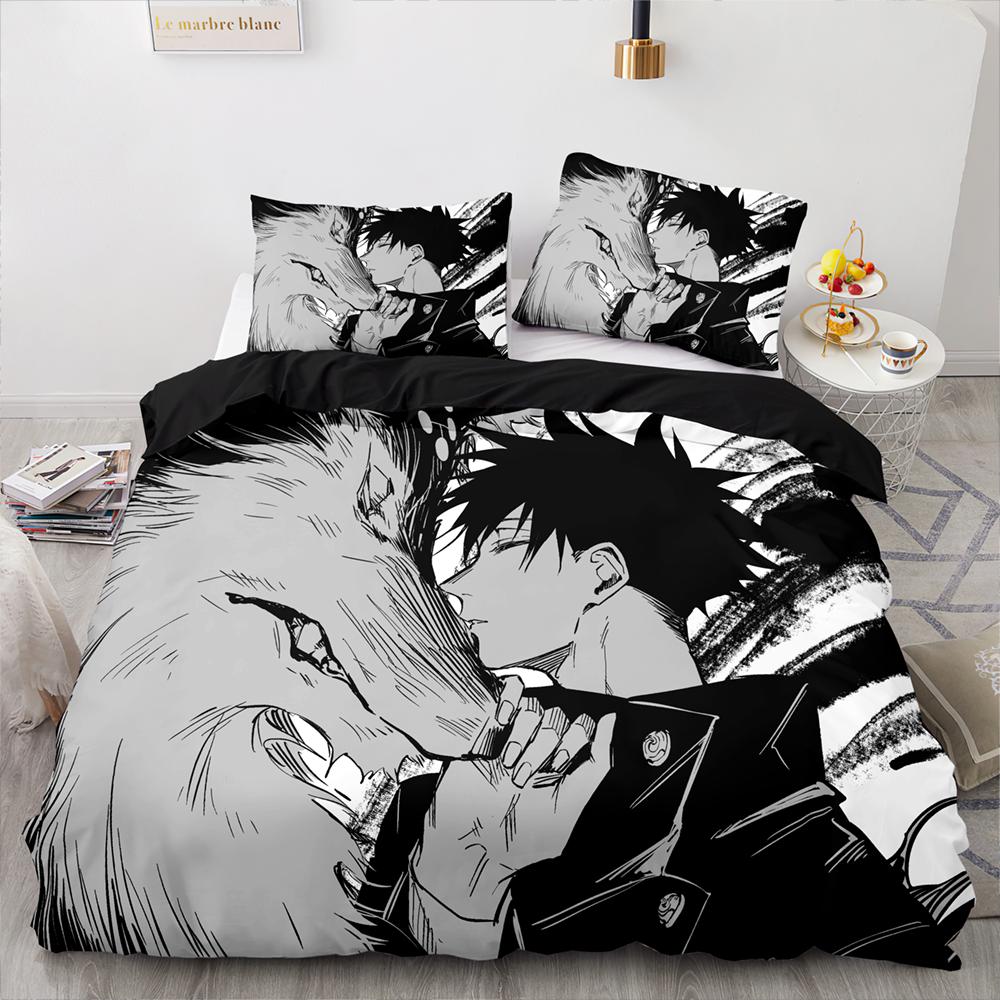 Jujutsu Kaisen Bedding Set Single Twin Full Queen King Size Anime Bed Set Aldult Kawaii Kid Bedroom Duvetcover Sets 3D Print 043