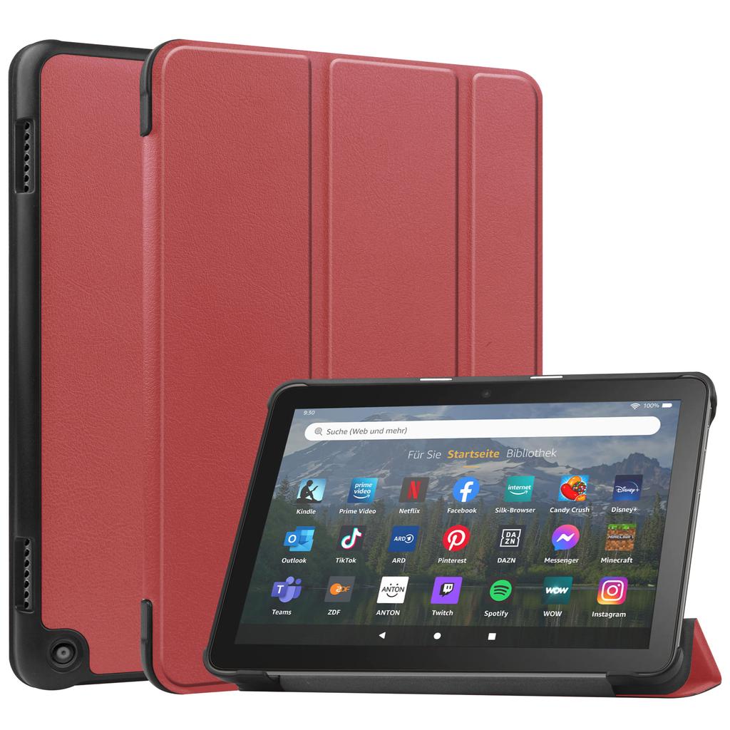 Trifold PU Leather Tablet Cover Protective Case with Automatic Sleep for New Fire HD 8 12th Generation 2022 Release Simple Style