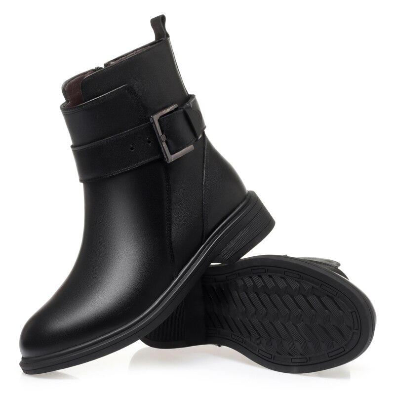 Damenstiefel, Winter, echtes Leder, Wolle, warme Damen-Kurzstiefel, große Größe, Damen-Motorradstiefel