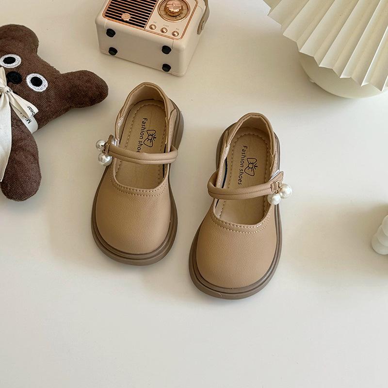 Girls Princess Shoes 2025 Spring and Autumn Lightweight Baby Leather Shoes Pearl Pendant Mary Jane Single Shoes Girls Fashion Single Shoes