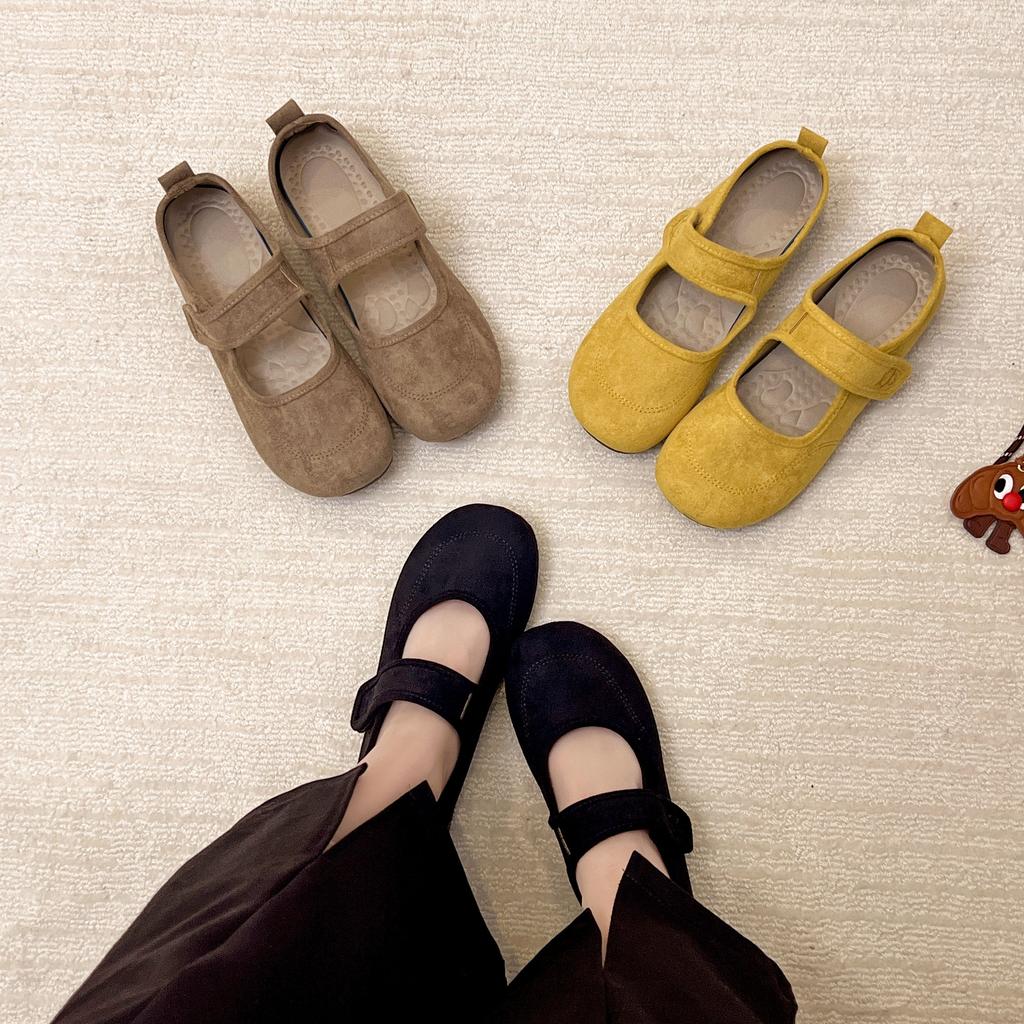Processing Customized New Mary Jane Summer Women's Versatile Daily Fashion One-pedal Mongolian Velvet Doudou Casual Shoes