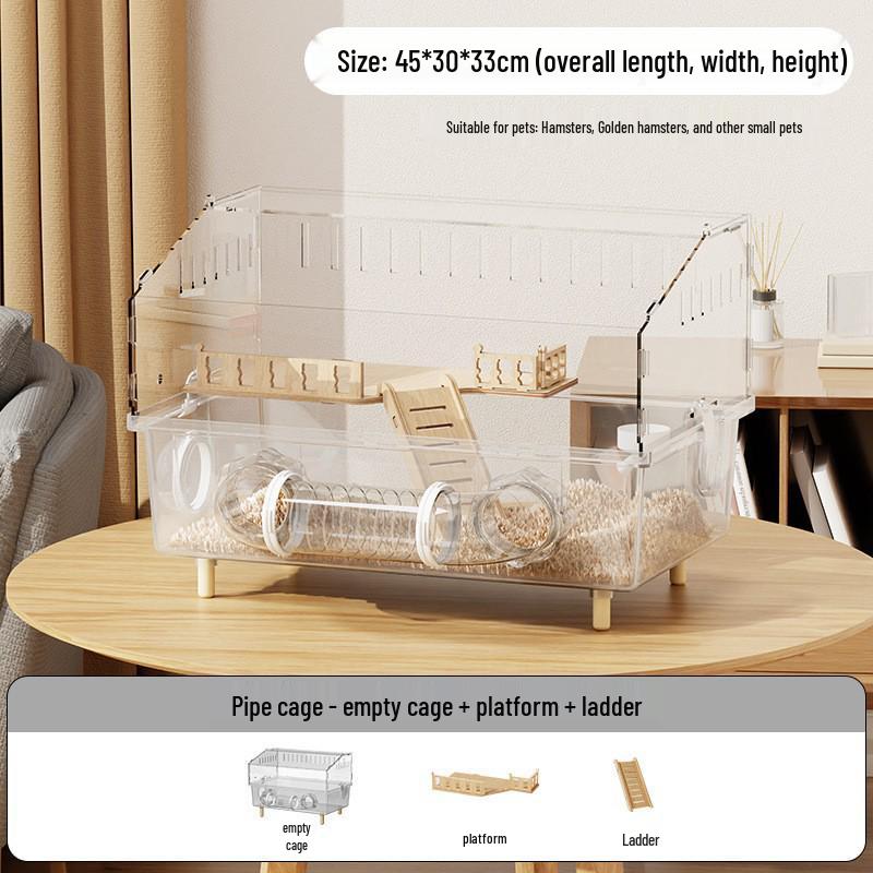 Luxury Transparent Acrylic Hamster Villa: Spacious Breeding Cage for Golden Hamsters