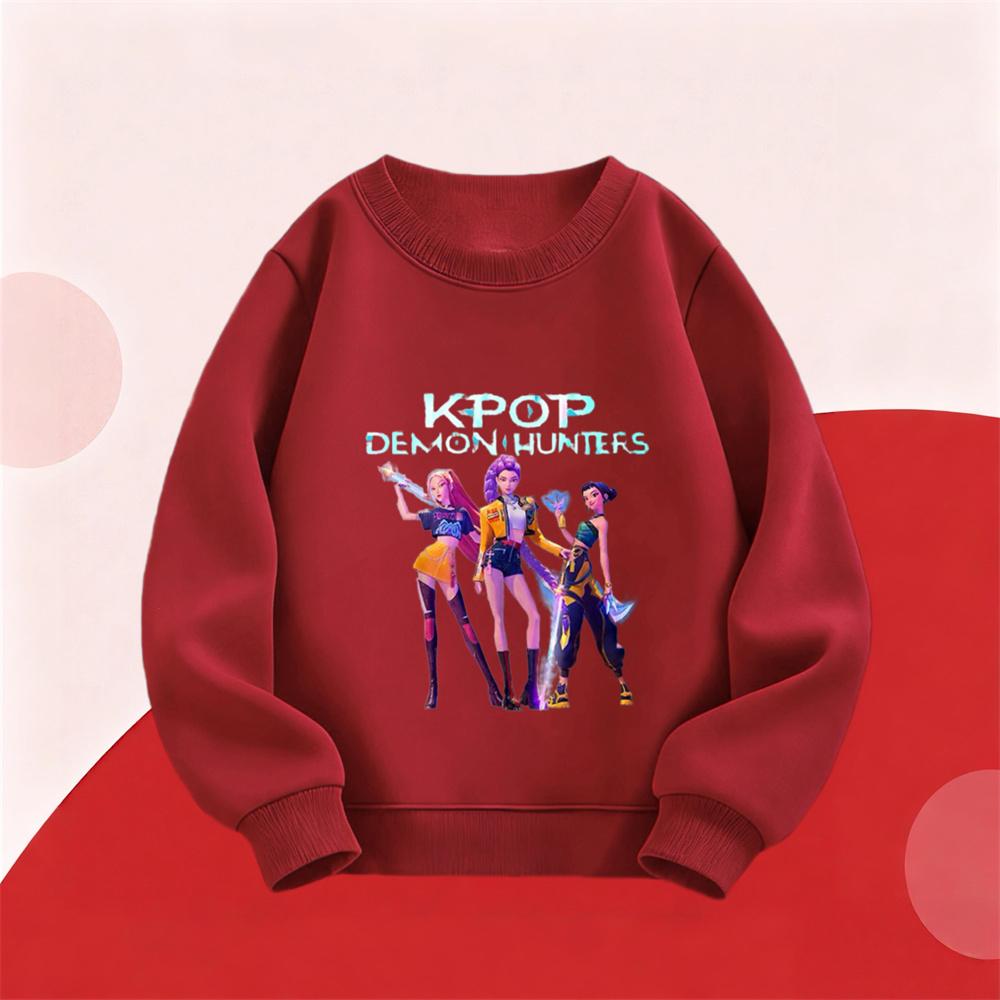 Girls Sweatshirts Fashion Casual Long Sleeve Children's Kpop Demon Huntrix Hoodie Outer Wear Toddler Cartoon Printed Pullovers