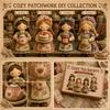 Patchwork DIY Collection Little Girl Four Piece Set Handmade Fabric Doll Kit with Apron and Decorative Accessories for Crafting and Home Display