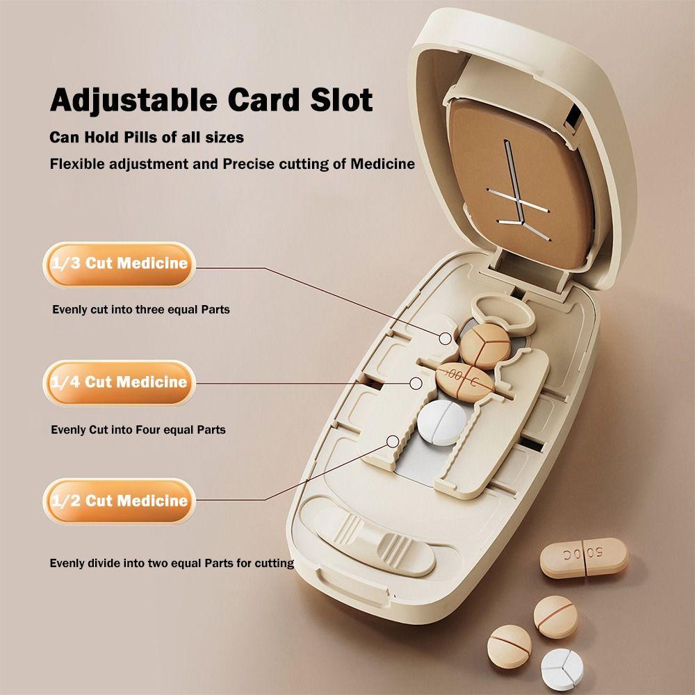 Drug Tablet Pill Divider Storage Box Dustproof Crusher Divider for Small or Large Pills