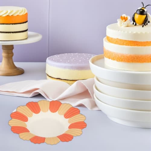 NOLITOY 50 Pieces Floral Paper Plates, Party Paper Plates, Deep Plates, Snack Plates, Dividers, Disposable Party Tableware, Paper Party Plates, BBQ Di