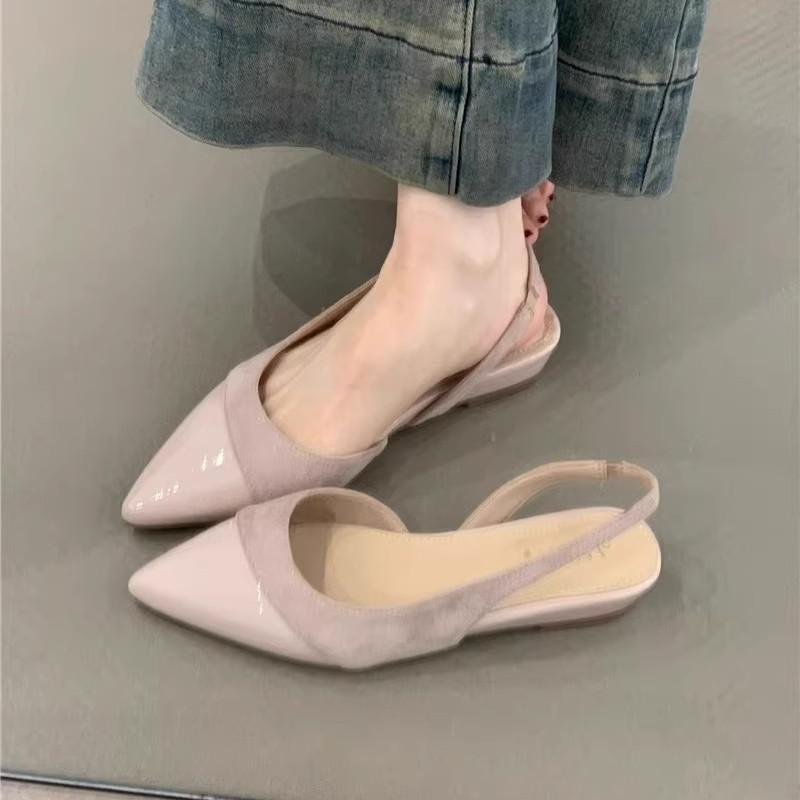 Fashion Womens Pu Flat Sandals With Pointed Tips And Solid Color Design For Summer Casual Comfort